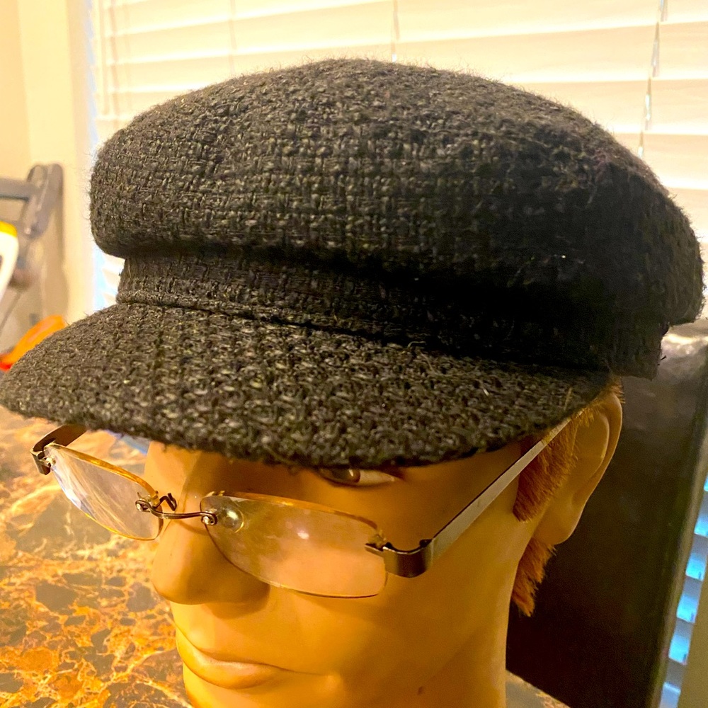 ASOS Men’s Black Flat Cap Hat Wool Cabbie Newsboy Gatsby Cap Size One
